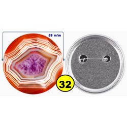 Badge épingle de sureté en métal 58 m/m avec Motif  imitation Pierre