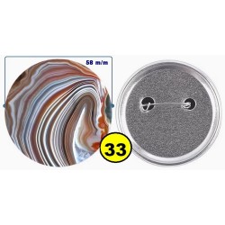 Badge épingle de sureté en métal 58 m/m avec Motif  imitation Pierre