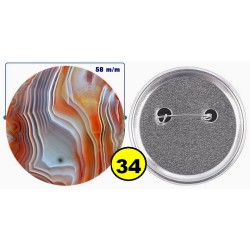 Badge épingle de sureté en métal 58 m/m avec Motif  imitation Pierre