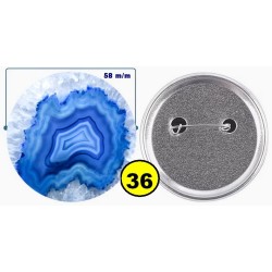 Badge épingle de sureté en métal 58 m/m avec Motif  imitation Pierre