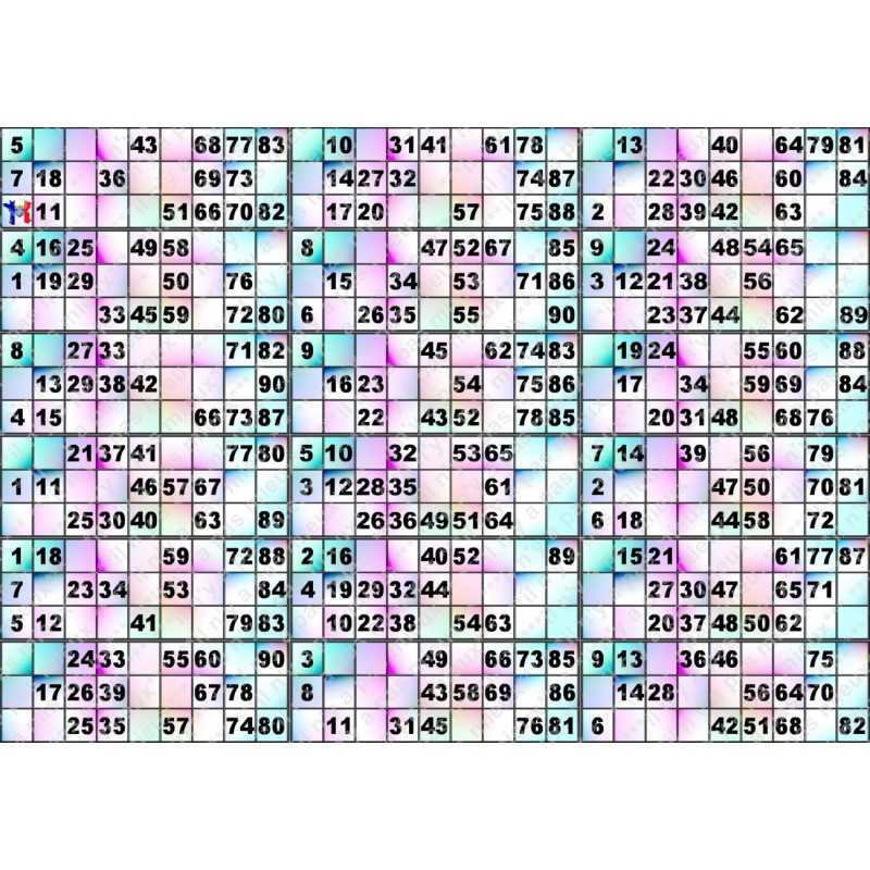 Plaque de 18 cartons de loto plastifié 200 microns neuf (A3) Pliable en 3.