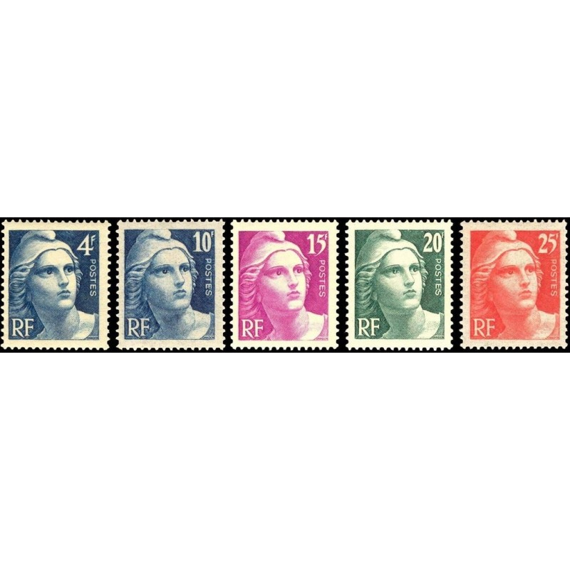 N°725-729 - 5 TIMBRES DE FRANCE NEUF ** DE LUXE.