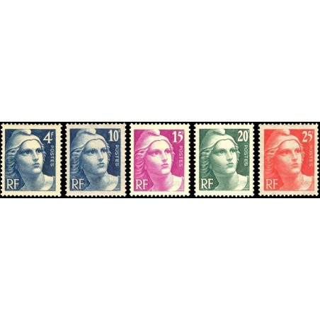 N°725-729 - 5 TIMBRES DE FRANCE NEUF ** DE LUXE.